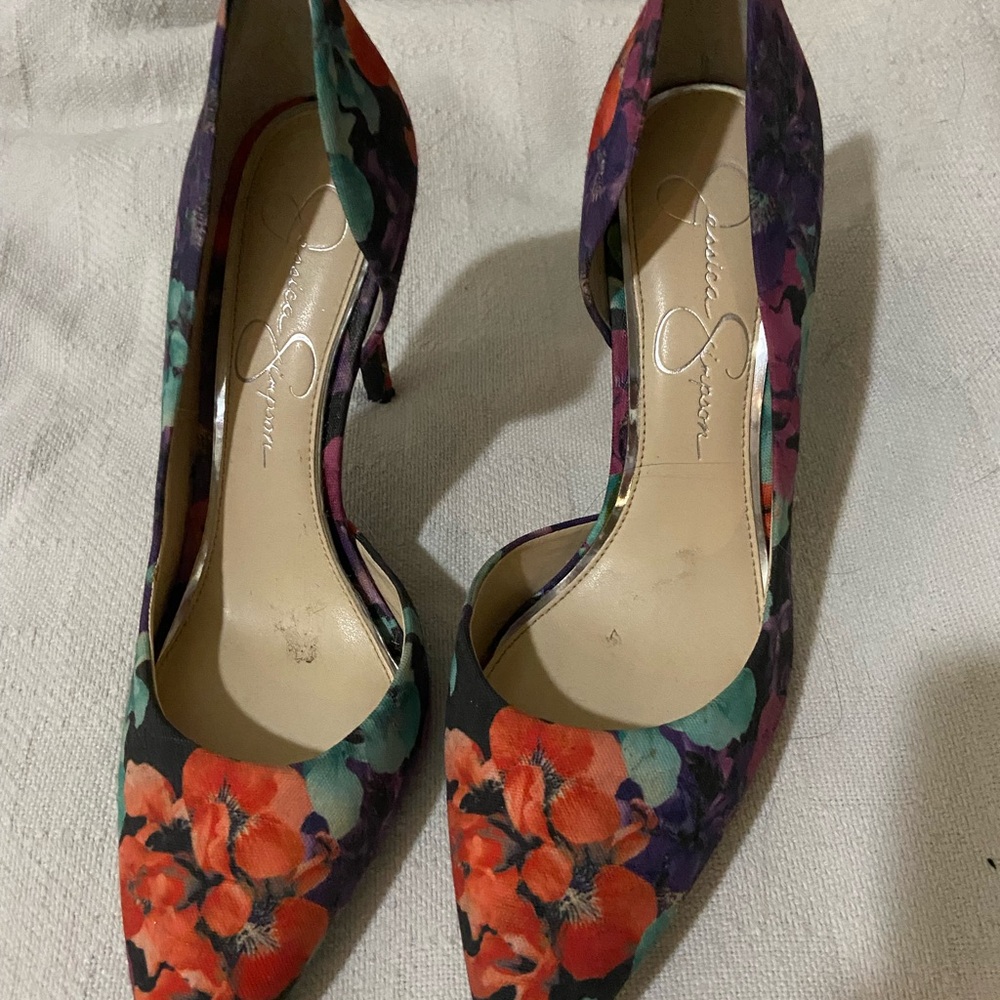 Jessica Simpson Floral Heels - Red and Purple